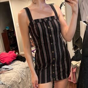 Striped Black Button-Down Dress